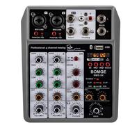 BOMGE Mezclador de audio profesional, consola de mezcla de placa de sonido con 4 canales digitales USB Bluetooth Echo Delay, entrada de 48 V Phantom Power Stereo DJ mezcladores para grabación