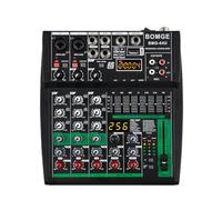 BOMGE Mezclador de audio profesional para DJ, mezclador DJ de 4 canales, mezclador de sonido Bluetooth, soporta entrada de computadora USB/MP3/BT, 256DSP, alimentación fantasma de 48 V adecuada para