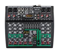 BOMGE Mezclador de audio profesional para DJ, mezclador DJ de 6 canales, mezclador de sonido Bluetooth, soporta entrada de computadora USB/MP3/BT/256DSP, estudio estéreo de potencia fantasma de 48 V
