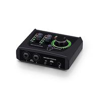 BOMGE Mini interfaz de audio USB de 2 canales para grabación, transmisión y podcasting, con alimentación fantasma XLR/48V, audio de calidad de estudio para guitarrista, vocalista,