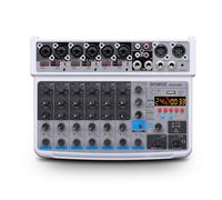 BOMGE Mini Mezclador Audio 8 Canales, DC 5V, MP3 Reproductor, Bluetooth, U Disco 48V, 24DSP Efectos, Grabación USB, Ideal para Clubes Pequeños o Bares, Estudio Grabación