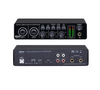 BOMGE U204 interfaz de audio USB para PC para grabar música 2x2 interfaz de audio de guitarra para Mac 32-bit/192kHz podcast streaming, para el cantante productor con 48V Phantom