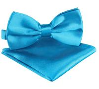 BomGuard pajarita hombre mujer juventil + pañuelo de bolsillo, azul celeste