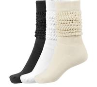 BomKinta Calcetines holgados para mujer, calcetines altos hasta el muslo, calcetines suaves para botas, tallas 5-11, Negro Blanco Crema -3 Paris, Talla única