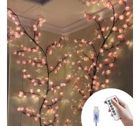 BomKra Flor de cerezo Willow Vine, decoración de pared, 160 cm, 72 ledes, cadena de luces con mando a distancia, 8 modos, temporizador alimentado por USB, luces para dormitorio, decoración de Navidad