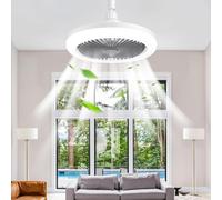 BomKra Ventilador De Techo Con Luz E27 Lampara Ventilador Techo con Ventiladores Silencioso Regulable en Colores y Velocidades Temporizador 6 Aspas para Dormitorio, Cocina, Estudio, Trastero, Garaje
