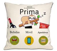 Bommex Divertido Prima Regalo para Mujeres Funda de Cojín 18x18 Pulgadas con 3 Bolsillos para Prima Regalo de Cumpleaños (Prima)