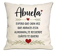 Bommex Regalo de Abuela de Nieta Nieto Espero Que Cada Vez Que abraces Esta Almohada te recuerde lo Mucho Que te Quiero Funda de cojín para Abuela Cumpleaños Día de la Madre (Abuela)