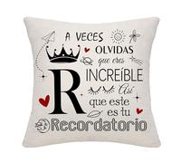 Bommex Regalos inspiradores Funda de cojín con Iniciales para Mujeres Niñas Mamá Hija Hermana Amigas Abuela Tía Niños Regalo de cumpleaños Regalo de graduación Regalo del Día de la Madre (R)