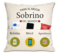 Bommex Sobrino Regalo de la Tía Tío Mejor Sobrino del Mundo Fundas de Cojín 18x18 Pulgadas con 3 Bolsillos para Sobrino Regalo de Cumpleaños Regalo de Graduación (Sobrino)