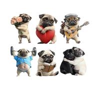 BommFu Clips Para Ventilación De Coche Ambientador | Eliminador De Olores Para Automóvil - Figura Canina Acrílica 2D 6 Piezas Para Viajes Largos Conductores De Reparto Autocaravanas