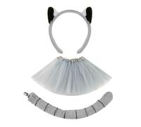 BommFu Diadema de Orejas de Animal - Diadema de Lémur con Orejas y Cola,Accesorios para Niños Halloween Fiesta Disfraz Carnaval Teatro Mascarada Representación Escénica