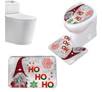 BommFu Juego de Alfombrilla de Baño Navideña | Cubierta para Tapa de Inodoro de Decoración Navideña - Accesorios Decorativos Invernales Alfombra Divertida para Apartamento Hotel
