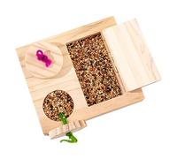BommFu Juguete de alimentación para loros, caja de olfateo para pájaros, juguete interactivo para promover el espíritu con cuidado del pico de madera natural para el comportamiento de anidación