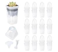 BommFu Macetas Transparentes de Autorriego,12 Piezas de Recipiente Transparente,Tiestos de 5 cm para Plantas con Cúpula de Humedad, Ventilación Ajustable y Depósito de 150 ml | para Propagación,