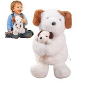 BommFu Perro de peluche de 30 centímetros, figura de muñeca suave decoración | Perro que sostiene un cachorro, peluche de peluche, para niños, niñas, novia, día de San Valentín, cumpleaños, sofá