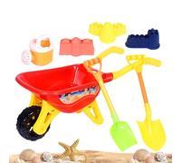 BommFu Set De Juguetes Playeros,7 Piezas Portátil Juego De Arenero con Carrito Y Palas,Kit Grande Construcción Playa | para Familiares Jardín Zona De Juegos Piscina Camping Picnic