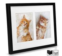 bomoe Galeria Marco de Fotos Multi para 2 Fotos con 13x18cm - Marcos de Fotos de Madera para Pared y Mesa como Decoración Mural para Colages de Fotos con el Tamaño 37,5x30x2,5 cm - Negro
