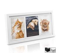 bomoe Galeria Marcos de Fotos Multi para 3 Fotos con 10x15cm - Marcos de Fotos de Madera para Pared y Mesa como Decoración Mural para Colages de Fotos con el Tamaño 37,5x30x2,5 cm - Blanco