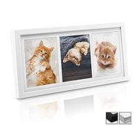 bomoe Galeria Marcos de Fotos Multi para 3 Fotos con 13x18cm - Marcos de Fotos de Madera para Pared y Mesa como Decoración Mural para Colages de Fotos con el Tamaño 52x25x2,5 cm - Blanco