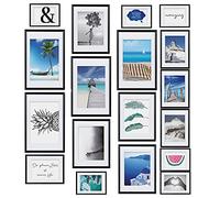 bomoe Juego de 18 Marcos de Fotos para Pared plástico cristal mural | 6x10x15cm 4x13x18cm 4x18x24cm 4x20x30cm negro de Decoración collage decorativos portafotos multiple Paradise