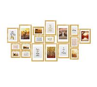 bomoe Juego de Marcos de Fotos 18 Piezas con Paspartú de Madera Cristal | 6x10x15cm 4x13x18cm 4x18x24cm 4x20x30cm dorado cristal de plástico mural Decoración pared collage Passion