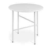 bomoe Mesa Auxiliar Redonda Metal Blanco Ø 44 cm Tablero Resistente a los Arañazos - Mesa de Centro de Salón Estable Mesa de Jardín Ligera para Interior y Exterior - Mesilla de Noche Dormitorio Finn