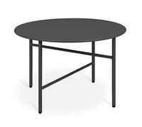 bomoe Mesa Auxiliar Redonda Metal con Tablero Resistente a arañazos Centro | Ø53cm negro de salón estable de jardín ligera interior exterior mesilla de noche Dormitorio balcón mesita Finn