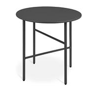 bomoe Mesa Auxiliar Redonda Metal Negro Ø 44 cm Tablero Resistente a los Arañazos - Mesa de Centro de Salón Estable Mesa de Jardín Ligera para Interior y Exterior - Mesilla de Noche Dormitorio Finn