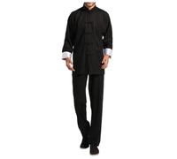 Bon amixyl Traje Hombre De Tai Chi Chaqueta China Hombre Ropa Camisa Tai Chi Kung-Fu Camisa Qi Gong de Algodón y Lino, Negro , XXL