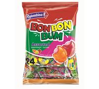 BON BON BUM SURTIDO - BOLSA de 24 BON BON BUM COLOMBINA. Sabores: Fresa - Lulo - Naranja - Fresa Intensa