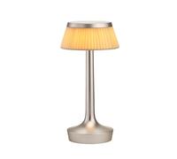 Bon Jour Unplugged Lámpara de Mesa Cuerpo de Bronce mate/Pantalla de Tela