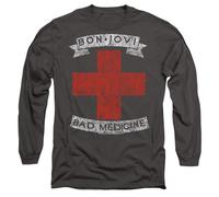 Bon Jovi Bad Medicine Long Sleeve T Shirt, Charcoal Camiseta, Gris Oscuro, L Unisex Adulto