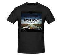 Bon Music Jovi - Camiseta de manga corta para hombre, cuello redondo, ajuste clásico, casual, deportiva, elástica, color negro, Negro, 60