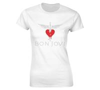 Bon Music Jovi - Camiseta de manga corta para mujer, cuello redondo, ajuste clásico, casual, deportiva, elástica, color negro, blanco, 46