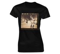 Bon Music Jovi - Camiseta de manga corta para mujer, cuello redondo, ajuste clásico, casual, deportiva, elástica, color negro, Negro, 42