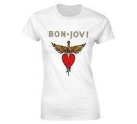 Bon Music Jovi - Camiseta de manga corta para mujer, cuello redondo, ajuste clásico, casual, deportiva, elástica, color negro, blanco, 50