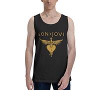 Bon Music Jovi - Camiseta sin mangas para hombre, cuello redondo, informal, deportiva, elástica, Negro, 3XL