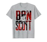 Bon Scott Big Logo Foto en Vivo Camiseta, Hombre, Gris Jaspeado, 6XL