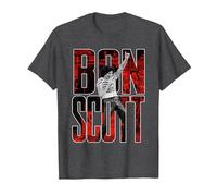 Bon Scott Big Logo Foto en Vivo Camiseta, Hombre, Jaspeado Oscuro, XL