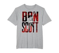 Bon Scott Big Logo Foto en Vivo Camiseta, Hombre Tallas Grandes, Gris Jaspeado, 3X Alto