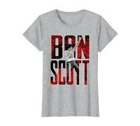 Bon Scott Big Logo Foto en Vivo Camiseta, Mujer, Gris Jaspeado, 3XL