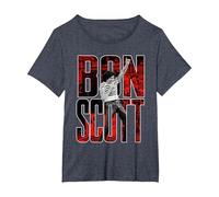 Bon Scott Big Logo Foto en Vivo Camiseta, Mujer Tallas Grandes, Azul Jaspeado, 4XL Grande