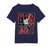 Bon Scott Big Logo Foto en Vivo Camiseta, Mujer Tallas Grandes, Azul Marino, 5XL Grande