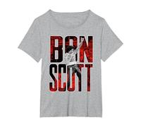 Bon Scott Big Logo Foto en Vivo Camiseta, Mujer Tallas Grandes, Gris Jaspeado, 2XL Grande