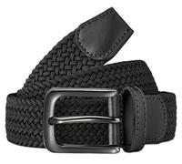 Bon4Extrao Cinturón Elástico para Hombre, Trenzado Elástico, sin Agujeros, 35 mm, para Traje Informal, Pantalones de Golf, Cinturón Trenzado Ajustable, Negro