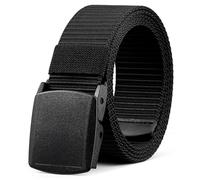 Bon4Extrao Cinturones de Trabajo para Hombre, Cinturón de Hombre de Nailon Ajustable para Exteriores, sin Metal, 38 mm, para Trabajo y Viajes, Pase Rápido a Través de la Seguridad del, Negro