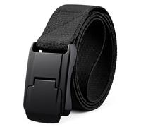 Bon4Extrao Cinturones Táctico, Cinturón Militar para Hombre de Trabajo, Senderismo, 3,8 cm, con Hebilla Metálica de Cierre Rápido, Negro