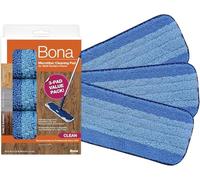 Bona Almohadilla de limpieza de microfibra, para suelos de madera y superficies duras, se adapta a la familia Bona de fregonas, 3 unidades (paquete de 3), color azul