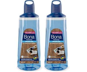 Bona Limpiador de suelos de parqué, limpiador de suelos de madera, botella de 850 ml, cartucho para mopa en spray premium (Paquete de 2)